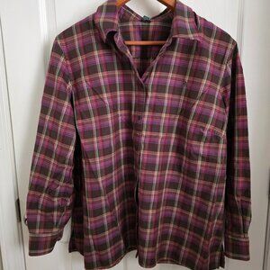 Lauren Ralph Lauren Women's Long-sleeved Button Up Plaid Cotton Shirt size 2X